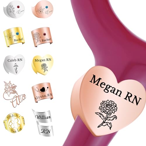 Personalized Stethoscope Name Tag Charms Customized Stethoscope Accessories ID Tags Custom Charm Stethoscope Plates Badge Ring Engraved for Nurses Medical Assistant Vet,style4