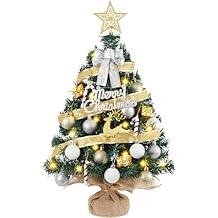 Mini Christmas Tree Decorations 24In/2FT Small Artificial Christmas Tree Tabletop with 40 Lights 8 Modes Tabletop Fireplace Mantel Table Christmas Decorations Home Office Indoor Decor