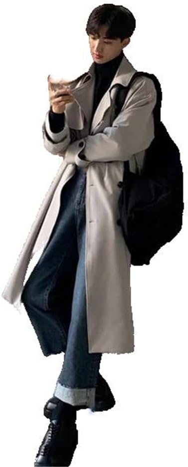 Spring Trench Korean Men' Overcoat for Male Long Windbreaker Streetwear Men Coat Outer Wear Clothing