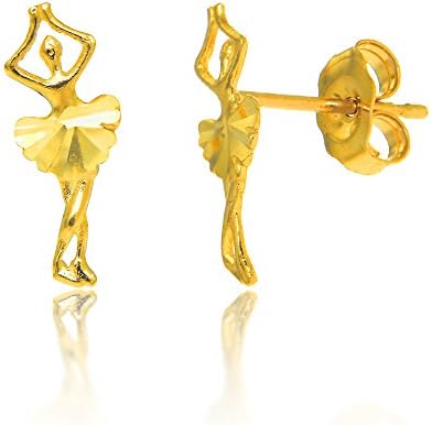 JewelStop 14K Solid Yellow Gold Ballerina Stud Stud Earrings