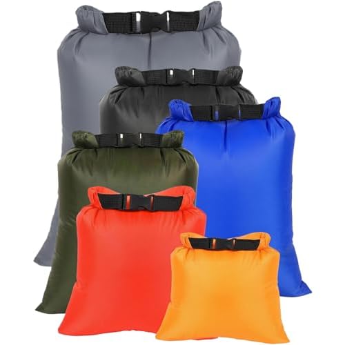 Dry Bags Waterproof Set, 6-Pack Ultralight Waterproof Bags Small Stuff Sack Water Proof Bag Dry Sacks, Outdoor Dry Bag Keep Gear Dry for Backpacking Hiking Boating Camping Travel