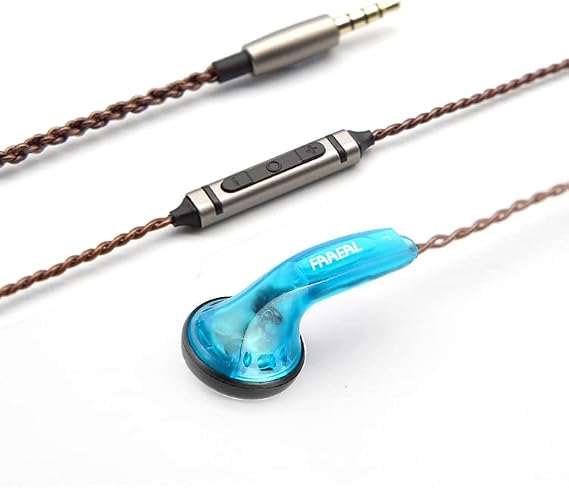 FAAEAL Iris 2.0 Mic Version Earphones with Remote and Microphone 3.5mm Earbuds Heavy Bass Headphones with Warm Pure Sound Headsets for Xiaomi/Huawei/iPhone/Samsung Smartphones (Blue)