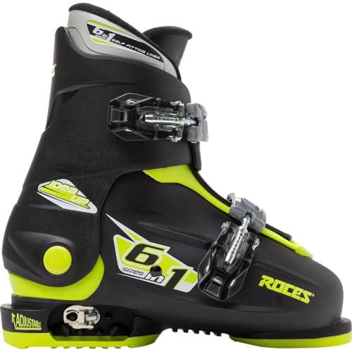Roces 2018 Idea Adjustable BlackLime Kids Ski Boots 19.0-22.0