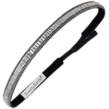 Sweaty Bands Womens Girls Headband - Non-Slip, Velvet-Lined Jeweled Hairband - Bling It Born to Shine Silver 3/8-Inch