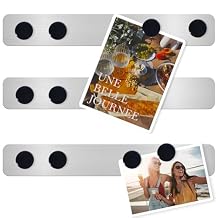 ZDZBLX Magnetic Board 3Pcs Set, Frameless Stainless Steel Magnetic Strips with Adhesive Backing - Memo Bulletin Board Bar for Refrigerator, Office, School, Kitchen, Home Use, Includes 10 Black Magnets