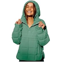ZWRXW Womens Puffer Jacket Long Sleeve Lightweight Quilted Jackets Hoodies Pullover Hooded Oversize Winter Coat Tops Outwear