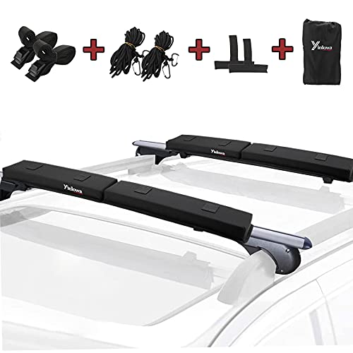 Roof Rack Pads 30 Universal Aero Crossbar Pads for Kayak, Surfboard, SUP, Canoe, Paddle Board, Snow Board and Water Sports Soft Roof Cargo Rack Car Cross Bar Pad with 15FT Tie-Down Straps  2-Pack