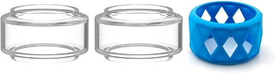 3pcs Replacement Clear Straight Fat Bubble Glass Tube Tank For Kylin M Pro RTA Tank (With Blue Ring)