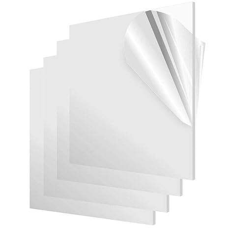 Acrylic Sheet Clear Cast Plexiglass 8 x 8 inches Square Panel (2mm) Thick Clear Plastic Plexi Perspex Plate Panel with Protective Film for Signs, DIY Display Projects, Craft