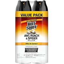 Hot Shot Ant, Roach & Spider Killer, Kills Roaches and Listed Ants On Contact, Indoor & Outdoor Use, (Unscented) 2 Pack, 17.5 Ounce