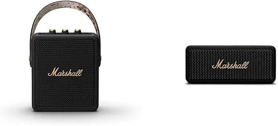 Marshall Stockwell II Portable Bluetooth Speaker, Black and Brass & Emberton II Portable Bluetooth Speaker, Black & Brass
