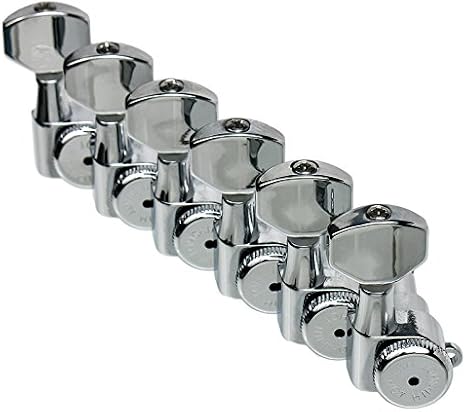 Hipshot CHROME 6-InLine Grip-Lock Non-Staggered Vintage Post Guitar Tuners w/UMP