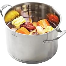 HOMI CHEF HEAVY ECOLOGICAL NICKEL FREE Stainless Steel Stock Pot 8QT with Lid (No Toxic Non Stick Coating, 5.1LBS) - Induction Pot 8 Quart Matte Polished Cooking Pot