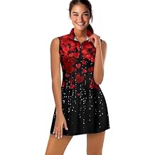 Women's Tennis Golf Dress V-Neck Sportswear Workout Dress Quarter Zip Athletic Dress Golf Outfits with Inner Shorts