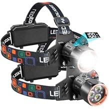 Rechargeable Headlamps 2Pack, 3000LM Super Bright Head Lamp, 90Angle Head Lights For Forehead, 4Mode Led Headlamp Rechargeable,Adjustable Focus Headlamps for Adults Hard Hat Camping Essentials Gear