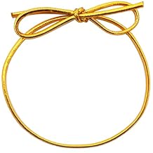 FQTANJU 100 Pcs Gold Stretch Loops with Pre-Tied Bows from Elastic Ribbon - 6 Inches Elastic Metallic String Gift Bows for Gifts Boxes,Tags, Craft & Easy Wrapping