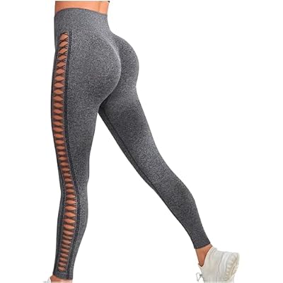 Lastesso Womens Leggings Fashion Side Cutout Yoga Pants High Waist Butt Lifting Leggings Soft Hidden Scrunch Tights Pants