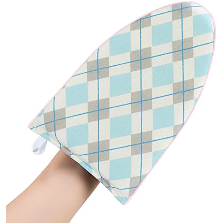 Garment Steamer Ironing Gloves Anti Steam Glove Heat Resistant Garment Steamer Mitt, Garment Steam Accessories for Clothes,Blue & White, 2PCS