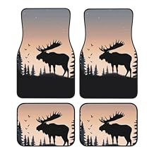 Car Floor Mats 4 Piece Universal Crystal Velvet Car Mat Set Moose Mountain Pine Tree Wilderness Car Floor Mats Non-Slip Floor Mats for Car Car Liner Decor Accessories Car Foot Pad for Most Vehicles