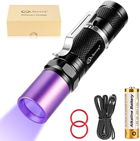 LIGHTFE Black Light UV301-395nm UV Light AA batery Blacklight uv Torch for UV Glue Curing, Rock and Mineral Identification, Fluorescent Agents, Pet Urine, Stain Detection, AC Leakage Detection.