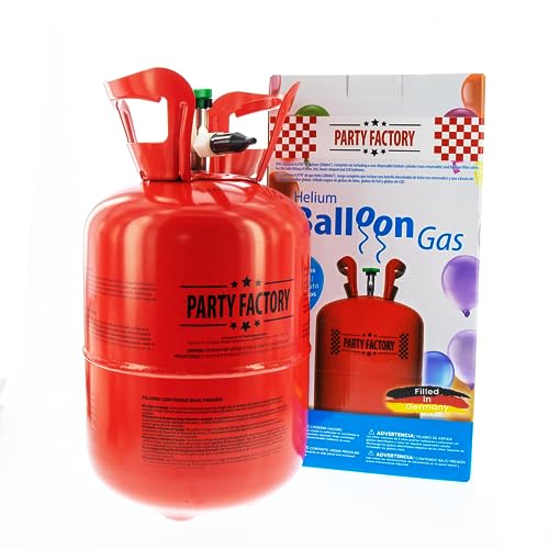 Party Factory Helium Tank for up to 30 Latex Balloons, Helium Cylinder 7 cu. ft. Gas with filling quantity for Balloons, Ideal for Birthday Party, Wedding