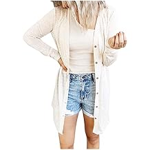 Womens Open Front Lightweight Cardigan Long Sleeve Button Down Loose Outwear Soft Drape Open Front Fall Clothes S-2XL