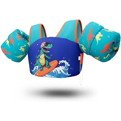 Toddler Swim Vest Swim Jacket Toddler Life Jacket 30-50 Lbs, US Coast Guard Approved Life Vest Kids Arm Floaties for Toddlers Water Wing with Whistle