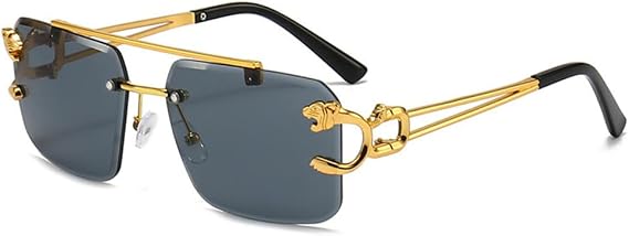 LVTFCO Vintage Rimless Sunglasses Women Luxury Frameless Sun Glasses for Men Leopard Eyewear