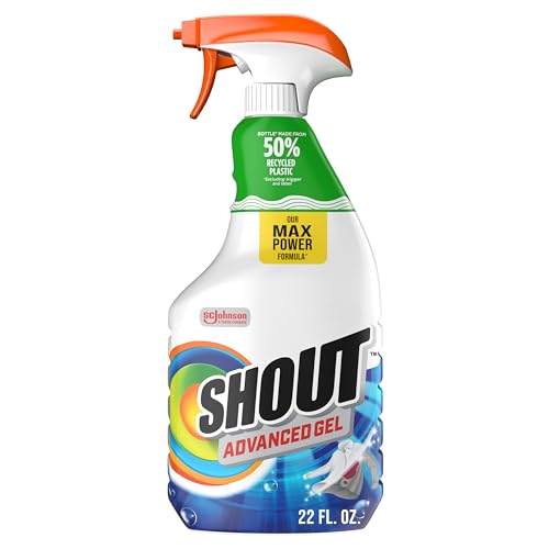 Shout Advanced Laundry Stain Remover Gel for Clothes Laundry, Breaks down stubborn, dried-in, and tough stains, 22oz Spray Packaging May Vary