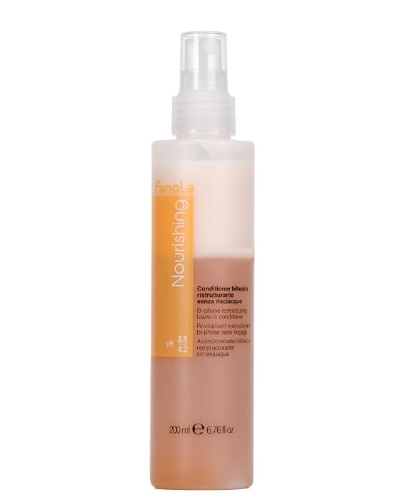 Fanola Restructuring Leave In Conditioner - Hydrating Hair Care with Frizz Control & Breakage Repair - Made with Linseed Oil & Milk Proteins for Instant Hair Shine (6.67 oz)