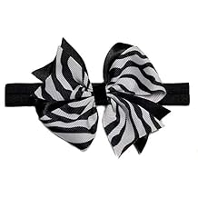 EmilyRose Couture Ribbon Twist Hair Bows (Small Headband, Black Zebra)