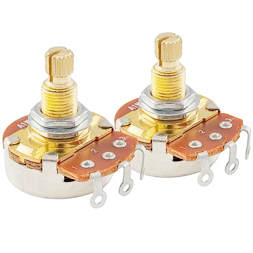 Musiclily Pro Brass Thread Full Metric Sized Control Pots A1 Meg Audio Taper Potentiometers for Guitar Set of 2