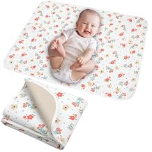 Baby Diaper Changing Pad, 19.7"x25.6" Waterproof Changing Pad Liners with 100% Muslin Cotton Front Top and Leather Back, Soft and Absorbent Portable Changing Mat for Travel, Changing Station