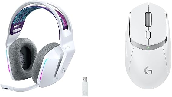 Logitech G733 Wireless Gaming Headset + G309 Lightspeed Wireless Gaming Mouse Bundle - White