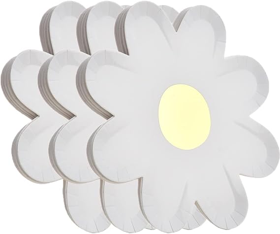 30 Pieces Daisy Flower Shape Disposable Plates 7inch Paper Plates Party Tableware Daisy Food Tray Daisy Party Dessert Plates for Summer Spring Wedding Birthday Baby Shower Bridal Disposable Dinnerware