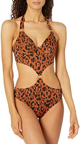 Freya Womens Standard Roar Instinct Underwire Cut Out Halter One Piece Swimsuit