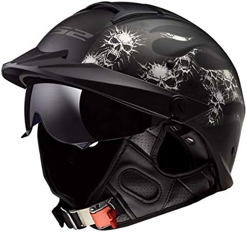 LS2 Helmets Rebellion Motorcycle Half Helmet (Bones - Small)