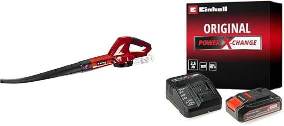 Einhell GE-CL 18 Li E - Solo, Cordless Leaf Blowing and Einhell 18V 2.5 Ah PXC Starter Kit (Startup Set)
