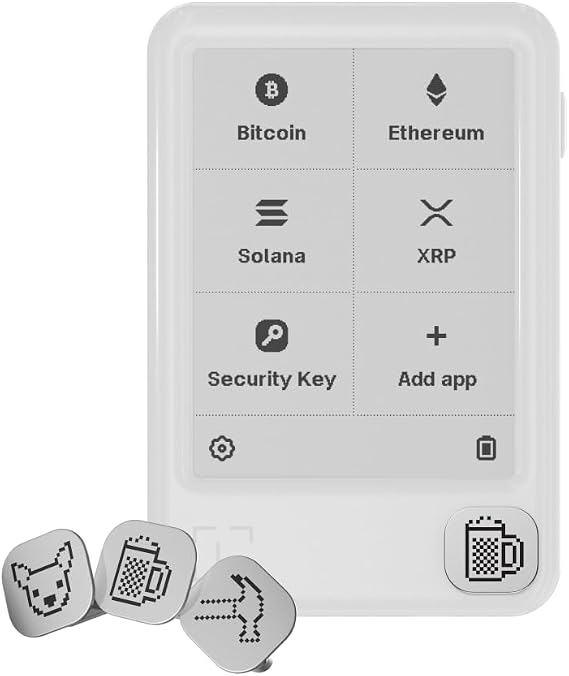 Ledger Nano Gen5 Secure Crypto Wallet Touchscreen Signer in Glacier White + Playful Badges (Pack 1)