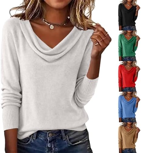 Cowl Neck Cashmere Sweaters for Women Lightweight Long Sleeve Sweater Knit Pullover Tops Fall Winter Casual Outfits