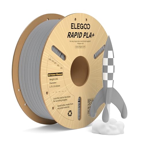 ELEGOO Rapid PLA Plus Filament 1.75mm Gray 1KG, PLA 3D Printer Filament for 600 mms High Speed Printing, Dimensional Accuracy - 0.02 mm, 1kg Cardboard Spool2.2lbs