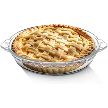 Uiifan 1 Pack 6 Inches Mini Glass Pie Pan for Baking 11.6 oz Clear Pie Plate with Handles Round Glass Dish for Baking and Serving, Snacks, Salads, Desserts