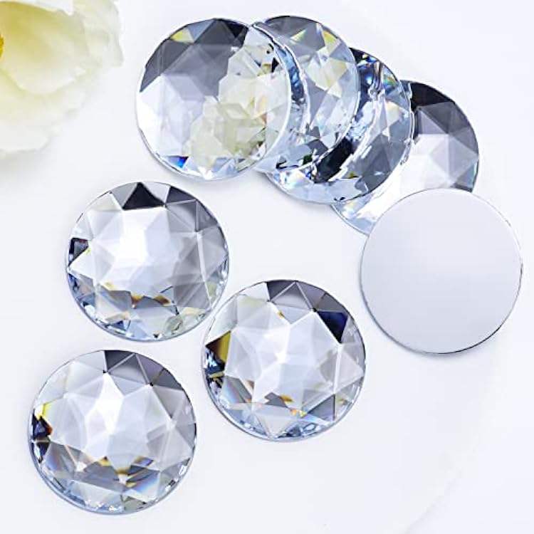 40MM Large Flatback Rhinestones, 8PCS Crystal Clear Round Acrylic Big Flatback Gems for Craft Cosplay Costume Jewelry Making DIY Diamond Stones