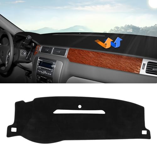 Autorder Dashboard Cover Mat for 2007-2013 Chevy Silverado Sierra,2007-2014 Chevy Tahoe Suburban Denali Avalanche&GMC YukonXL Without Dash Speaker&Only One Glove Box Accessories Velvet Dash Cover