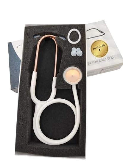 White Stethoscope for Students Nurse Doctor, Beautiful Gold-Plated Stetho for Clinical Use, Professional high-sensitivity fiber membrane, Double Sided Stethoscope, estetoscopio medico