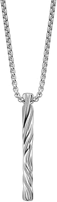 Van Hesuen Twisted Tube Bar Vertical Pendant Necklace