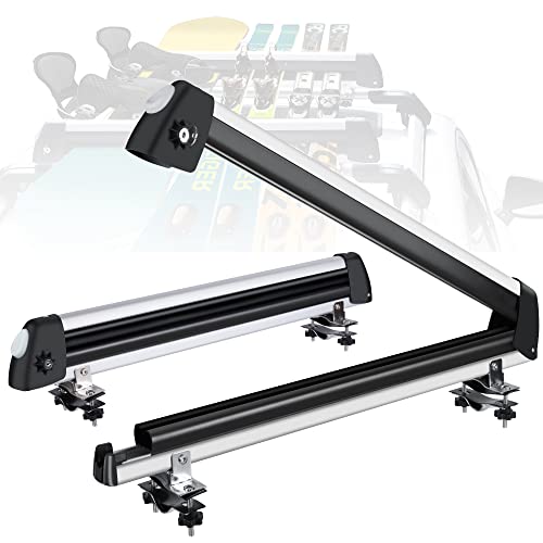 DRSPORTS Aluminum Universal Car Rack Carrier Ski roof Racks, Snowboard Racks, Ski Board Roof Carrier Fit Most Vehicles Equipped Crossbar 33