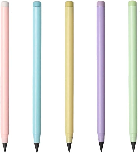 Inkless Pencils Eternal with Eraser, Everlasting Pencil Forever Pencil, HB Pencil Replacement Nibs, Portable Reusable Erasable Writing Pencil, for Kids Student Writing Painting, 3PCS/5PCS/6PCS