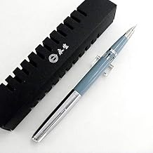 erofa Yongsheng 601A Vacumatic Fountain Pen Vintage Metal Silver Cap, Lake Blue with Ink Windows