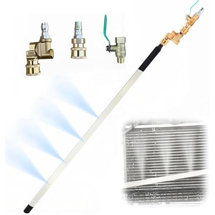 Saker Radiator Cleaner Wand,22 Inch Extended Reach High-Pressure 150 PSI Air & Water Spray,Multi-Nozzle Head,Anti-Rust Metal Design,Easy No-Removal Cleaning 1 Pack